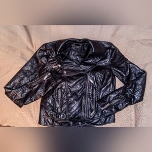 J2 Black Faux Leather Crop Jacket Women's Size Sm